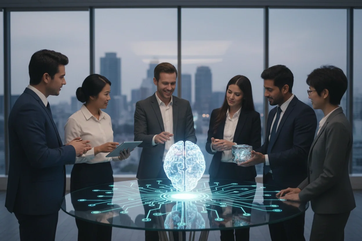 Professional image illustrating Common Misconceptions About AI in Blockchain